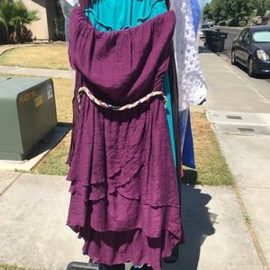 Strapless purple dress